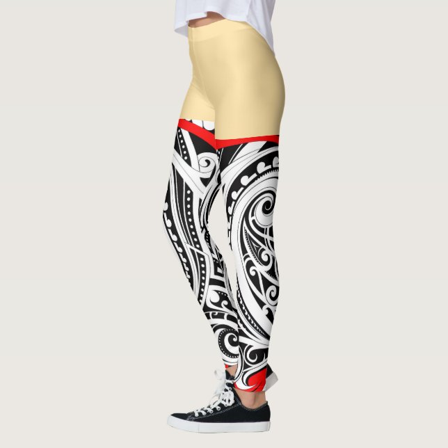 Leggings Design maori unique RED (Gauche)