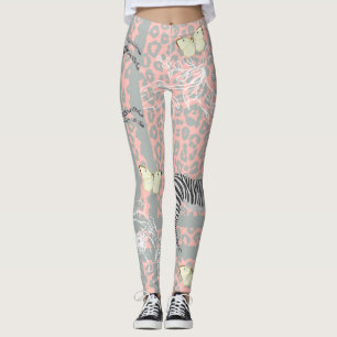 Leggings Design Moderne Eclectique Pastel Rose Grey