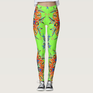 Leggings Design Motif Abstrait ( Vert chaux )