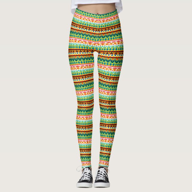 Leggings Design motif aztèque coloré (Devant)
