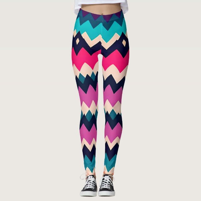 Leggings Design Motif coloré Chevron Zigzag (Devant)