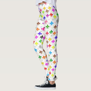 Leggings Design Motif couleur blanc Fleur de lis
