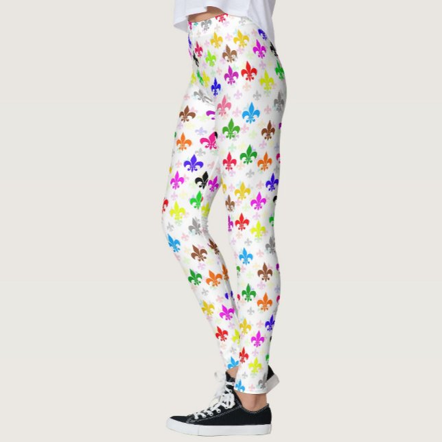 Leggings Design Motif couleur blanc Fleur de lis (Créateur téléchargé)