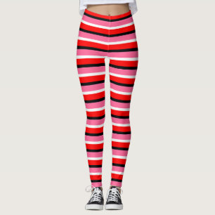 Leggings Design Motif de bandes roses rouges