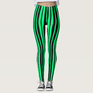 Leggings Design Motif de bandes vertes noires