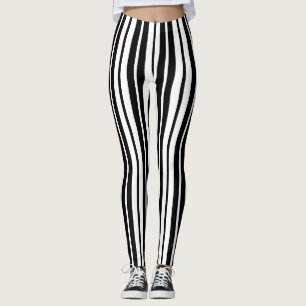Leggings Design Motif de bandes verticales en noir blanc