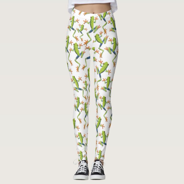 Leggings Design Motif de grenouilles à arbre vert (Devant)