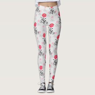 Leggings Design Motif de l'étalage de fleurs de rose rouge