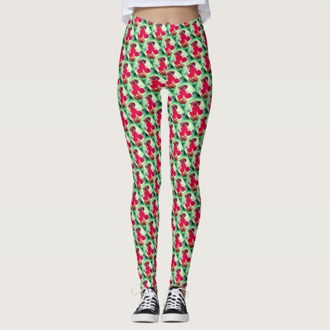 Leggings Design motif de roses rouges (Devant)