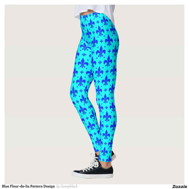 Leggings Design Motif Fleur de lis bleu (Créateur téléchargé)
