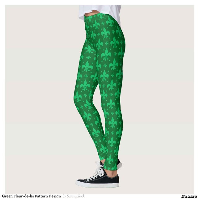 Leggings Design Motif Fleur de lis vert (Créateur téléchargé)