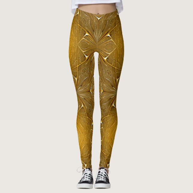 Leggings Design Motif métal or (Devant)