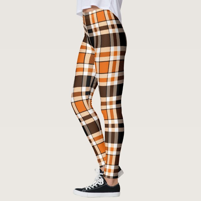 Leggings Design Motif orange noir blanc flanelle tatan (Créateur téléchargé)