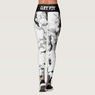 Leggings Design noir et Marbre blanc - Get Fit