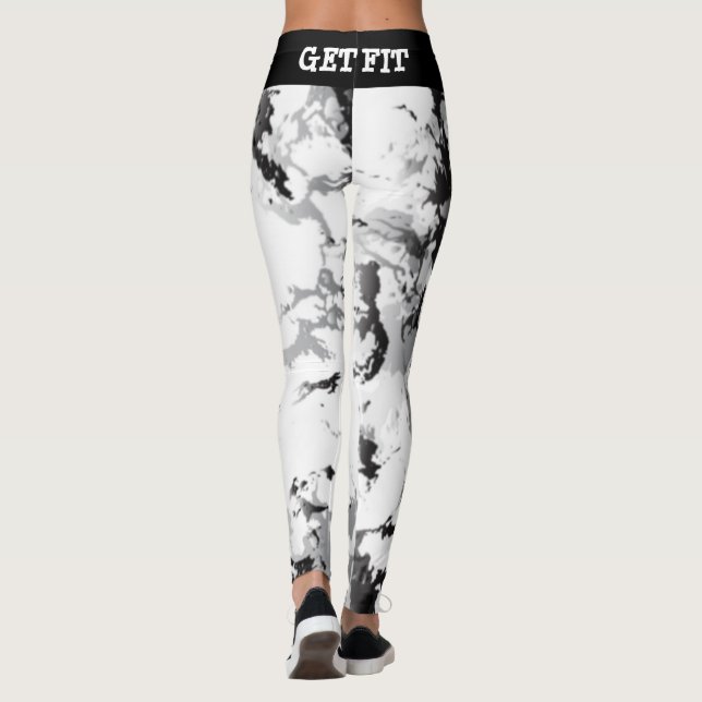 Leggings Design noir et Marbre blanc - Get Fit (Dos)