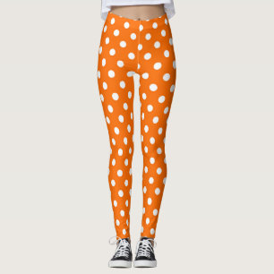 Leggings Design Pois blanc orange