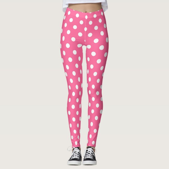 Leggings Design Pois rose blanc (Devant)