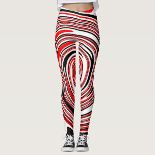 Leggings Design psychédélique rouge blanc et noir