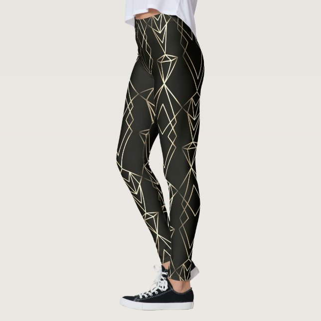 Leggings Design rétro classique en noir et or (Gauche)