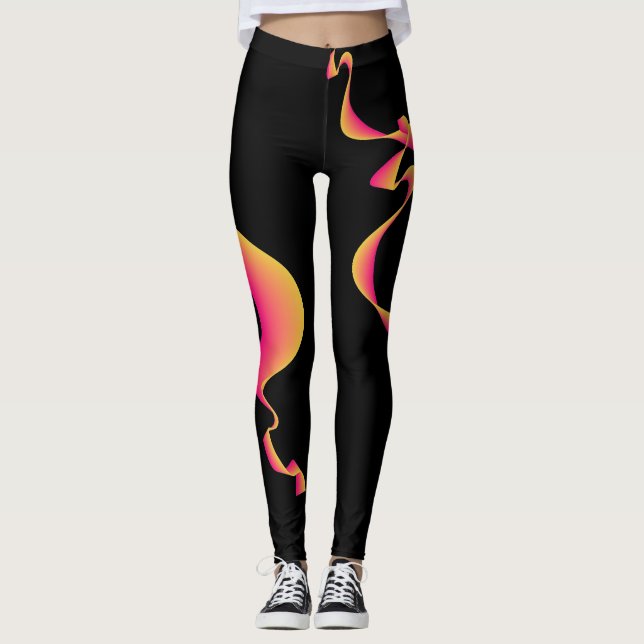 Leggings Design rose et jaune de ruban sur n'importe quelle (Devant)