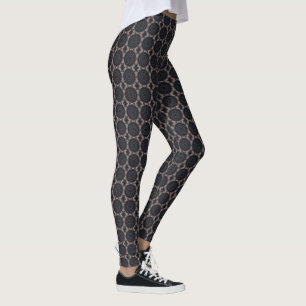 Leggings Design rose gris de médaillon