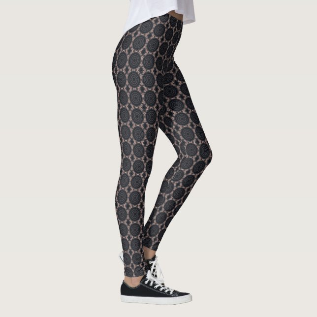 Leggings Design rose gris de médaillon (Droite)