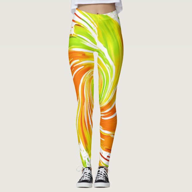 Leggings Design spiral vert et orange (Devant)