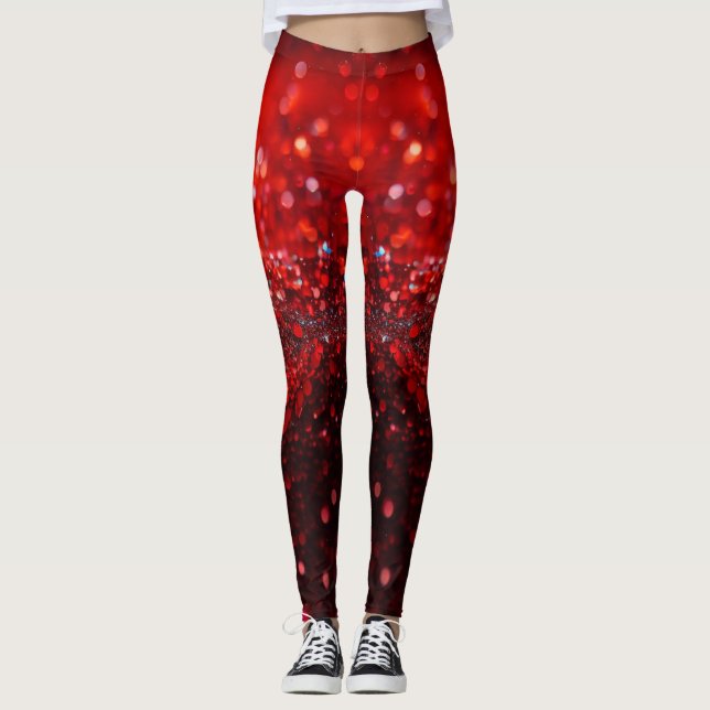 Leggings Design tendance avec parties scintillant rouge (Devant)