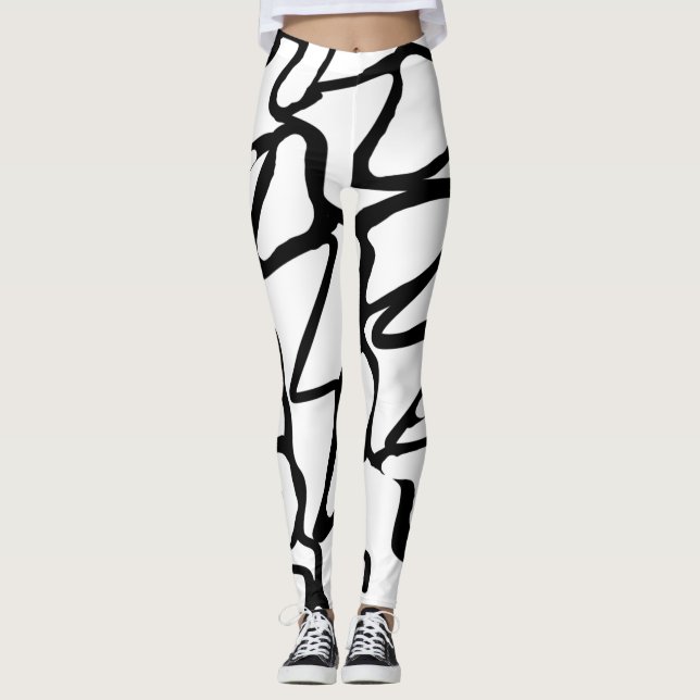 Leggings Design unique noir et blanc (Devant)