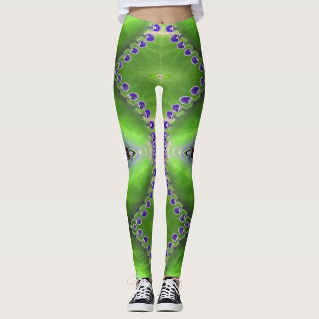 Leggings Design vert et violet (Devant)