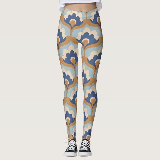 Leggings Design vintage Floral Sans Maille. (Devant)