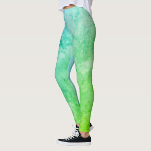 Leggings Design Vintage vert et bleu arc-en-ciel