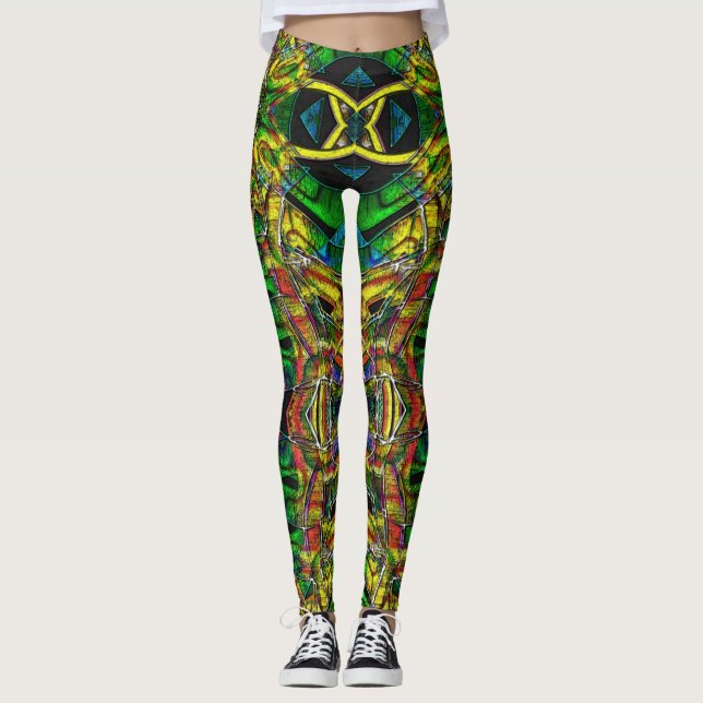 Leggings designs tribaux Abstraits, sculptés (Devant)