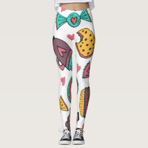 Leggings desserts doux, illustration vintage dessinée à la