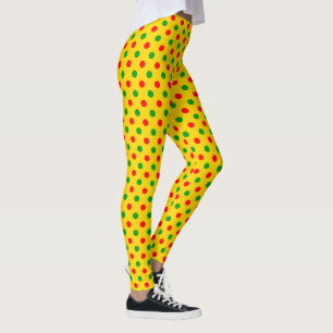 Leggings Dessin à pois jaunes rouges et verts