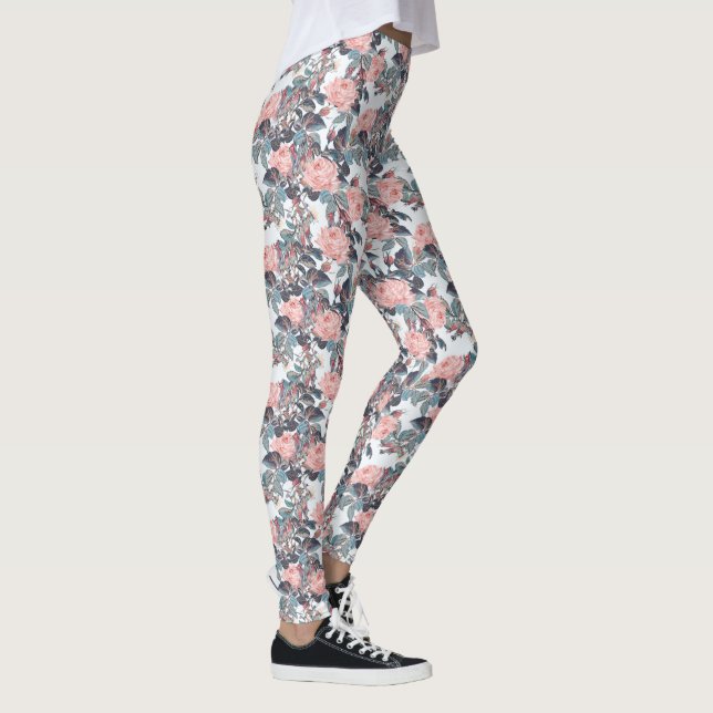 Leggings Dessin abstrait de rose pêche (Droite)