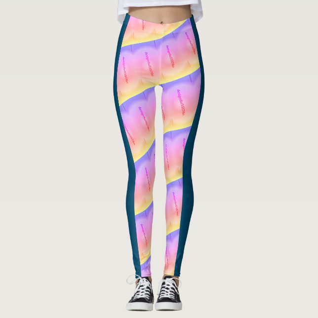 Leggings Dessin abstrait MODERNE en bleu noir rose (Devant)