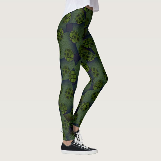Leggings Dessin abstrait MODERNE en jambières vert-noir-pro (Droite)