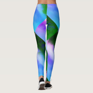 Leggings Dessin abstrait MODERNE en mosaïque bleu-violet-ve