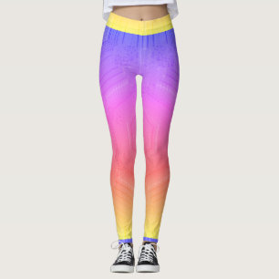 Leggings Dessin abstrait MODERNE en mosaïque jaune-violet