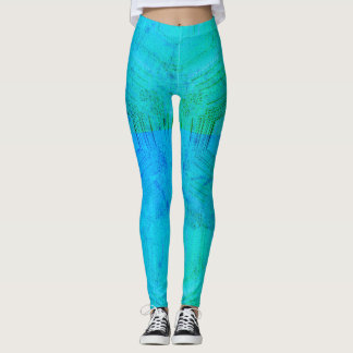Leggings dessin abstrait MODERNE en mosaïque vert-clair