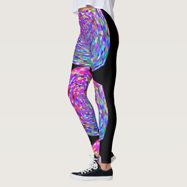 Leggings Dessin abstrait MODERNE en rose-clair-noir-bleu (Gauche)