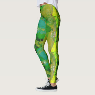 Leggings Dessin abstrait MODERNE en vert-jaune-clair