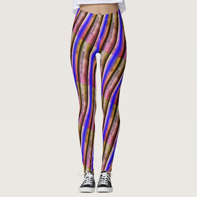 Leggings Dessin abstrait MODERNE rose-bleu (Devant)