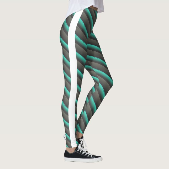 Leggings Dessin abstrait MODERNE vert blanc gris foncé (Droite)