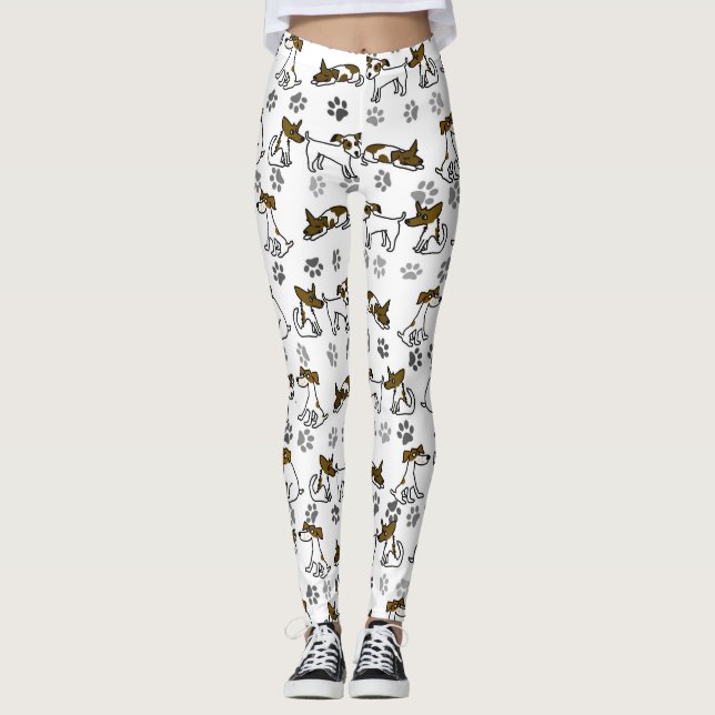 Leggings dessin animé chien blanc (Devant)