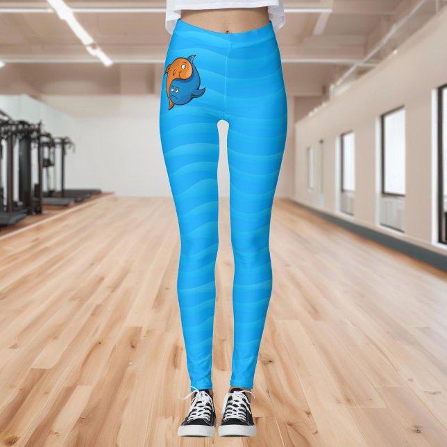 Leggings Dessin animé de poissons Yin Yang (Créateur téléchargé)