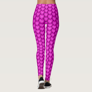 Leggings Dessin aquarelle de coeur en saphir rose