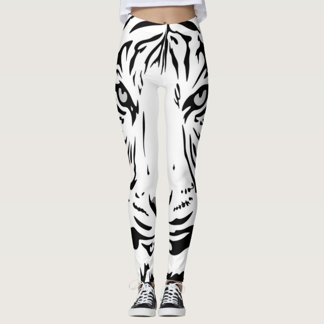 Leggings Dessin blanc sur tigre (Devant)