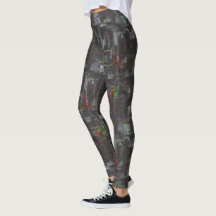 Leggings Dessin coloré Abstrait dans la nuit noire sous le